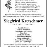 Traueranzeige Siegfried Kretschmer