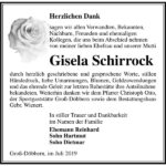 Traueranzeige Gisela Schirrock