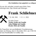 Traueranzeige Frank Schliebner