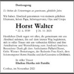 Danksagung Horst Walter