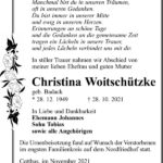 Danksagung Christina Woitschützke, geb. Badack