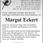 Danksagung Margot Eckert