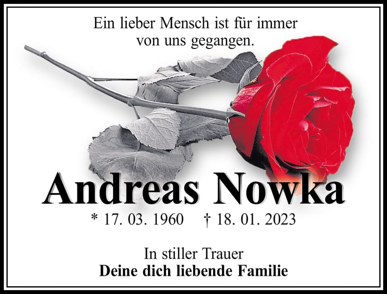 Traueranzeige Andreas Nowka