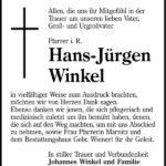 Danksagung Hans-Jürgen Winkel