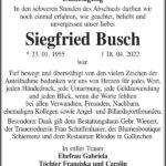 Danksagung Siegfried Busch