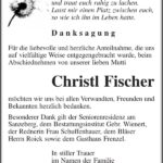 Danksagung Christl Fischer