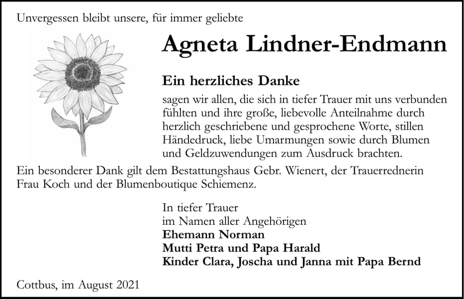 Danksagung Agneta Lindner-Endmann