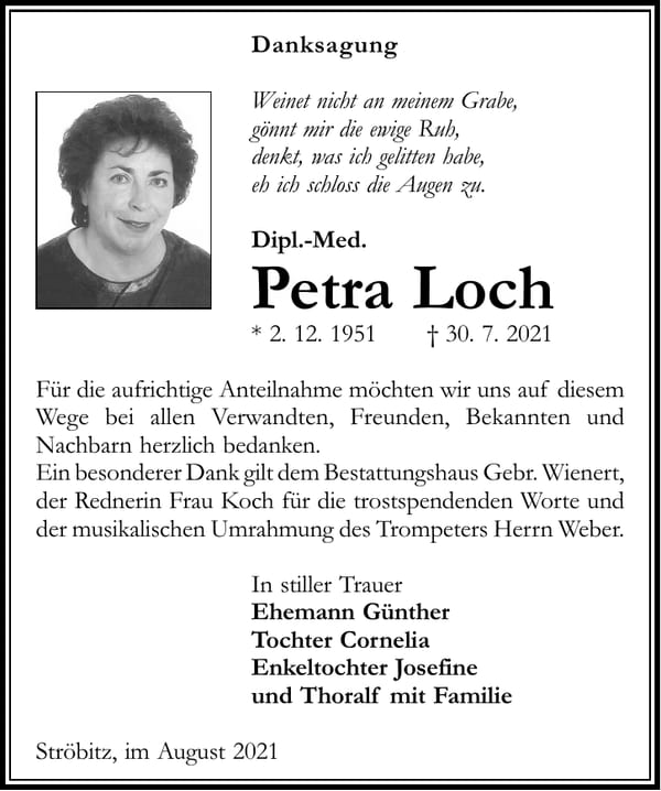 Danksagung Petra Loch