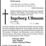 Danksagung Ingeborg Ullmann, geb. Böhme