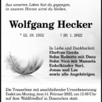 Traueranzeige Wolfgang Hecker