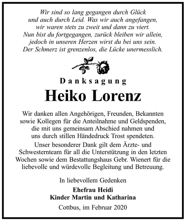 Danksagung Heiko Lorenz