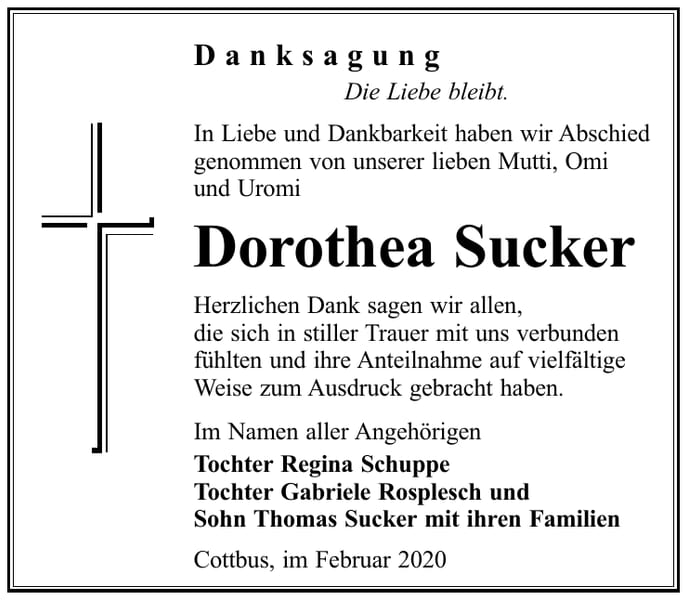 Danksagung Dorothea Sucker