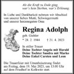 Traueranzeige Regina Adolph, geb. Giehler