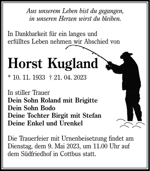 Traueranzeige Horst Kugland