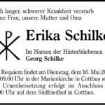 Traueranzeige Erika Schilke