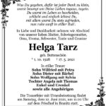 Traueranzeige Helga Tarz, geb. Buttenschön