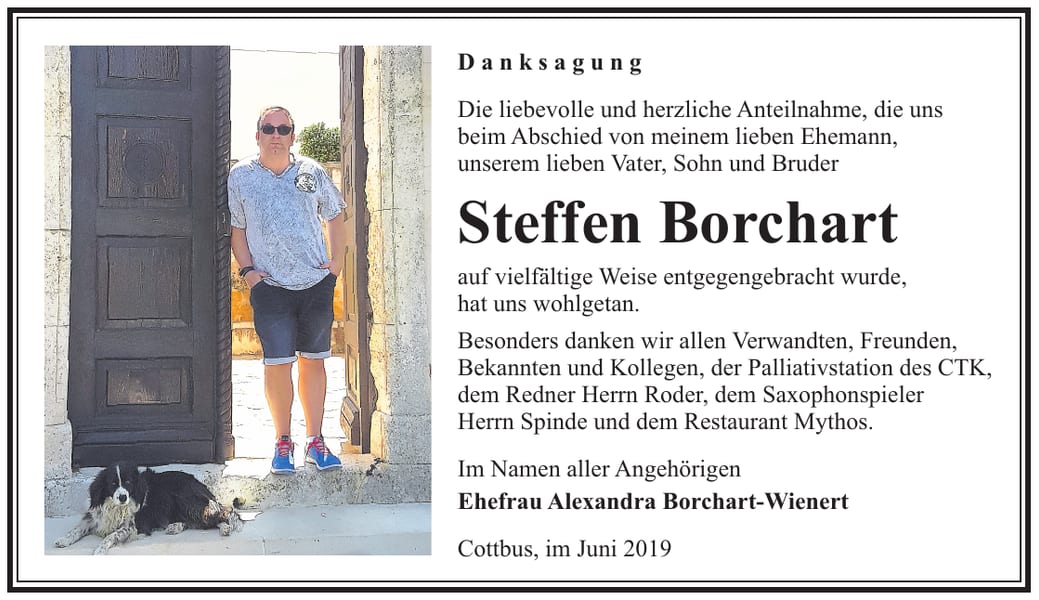 Danksagung Steffen Borchart