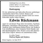 Danksagung Edwin Rückmann