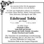 Traueranzeige Edeltraud Tobla, geb. Berger
