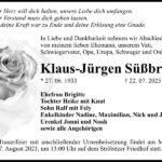 Traueranzeige Klaus-Jürgen Süßbrich