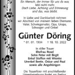 Traueranzeige Günter Döring