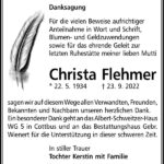 Danksagung Christa Flehmer