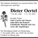 Traueranzeige Dieter Oertel