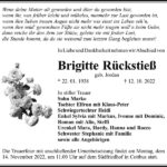 Traueranzeige Brigitte Rückstieß, geb. Jordan