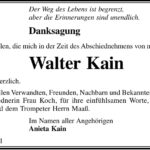 Danksagung Walter Kain