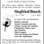 Traueranzeige Siegfried Busch