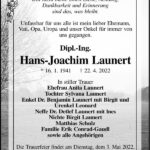 Traueranzeige Hans-Joachim Launert