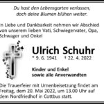 Traueranzeige Ulrich Schuhr