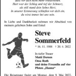 Traueranzeige Steve Sommerfeld