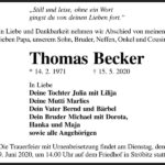 Traueranzeige Thomas Becker