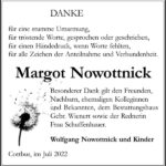 Danksagung Margot Nowottnick