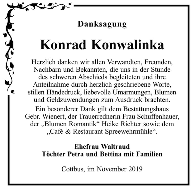 Danksagung Konrad Konwalinka