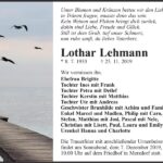 Traueranzeige Lothar Lehmann