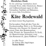 Danksagung Käte Rodewald