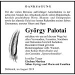 Traueranzeige György Palotai