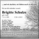 Traueranzeige Brigitte Schulze, geb. Leske