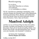 Danksagung Manfred Adolph