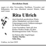 Danksagung Rita Ullrich