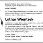 Danksagung Lothar Wientzek