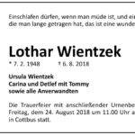 Traueranzeige Lothar Wientzek