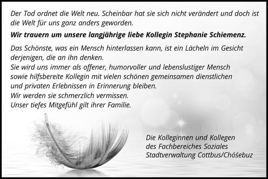 Nachruf Stephanie Schiemenz