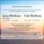 Traueranzeige Jutta Wolfram, geb. Dräger und Udo Wolfram
