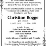 Traueranzeige Christine Rogge, geb. Günnel
