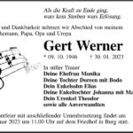 Traueranzeige Gert Werner
