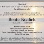 Traueranzeige Beate Koalick