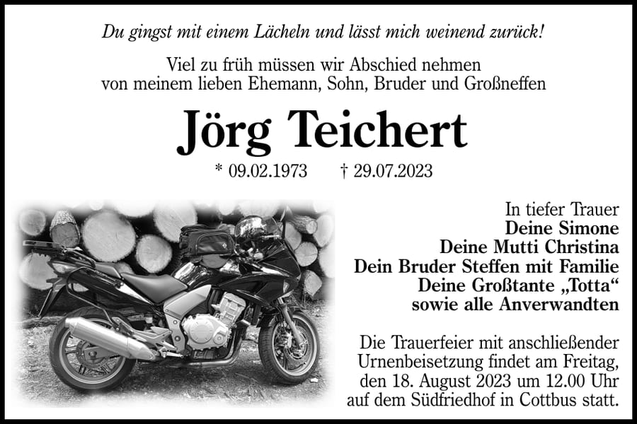 Traueranzeige Jörg Teichert